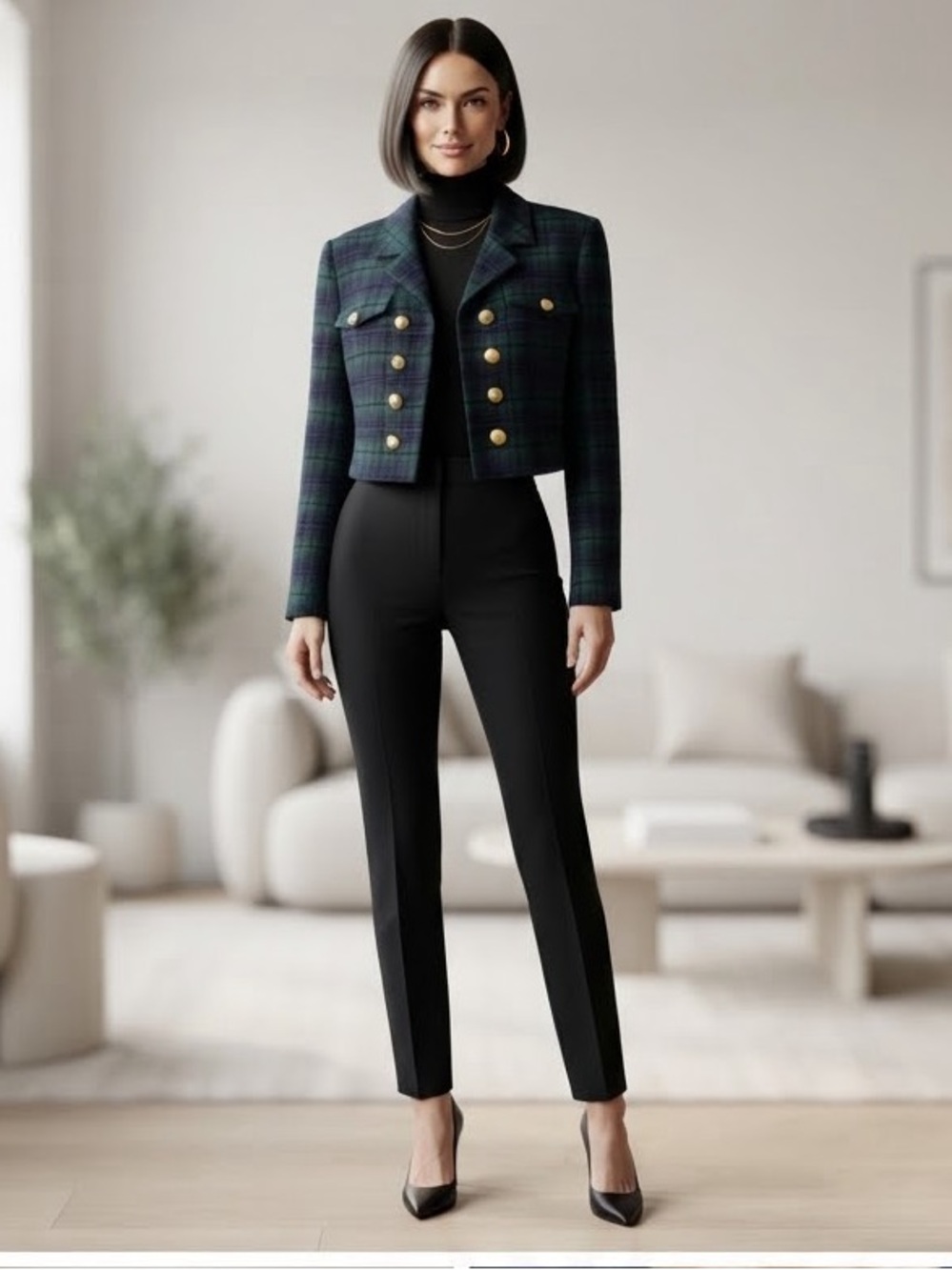 Carlisle navy check double breasted Jacket